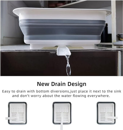 THANSTAR Collapsible Dish Drainer Portable Dinnerware Drainer Organizer for Kitchen RV Campers Travel Trailer Space Saving Kitchen Storage Tray