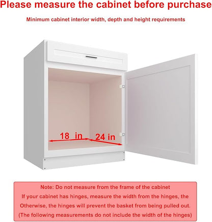 Pull Out Cabinet Organizer, Heavy-Duty Metal Sliding Drawer Shelf for Kitchen Cabinets, Chrome, Doesn't Include Door Fittings (17 * 21 IN)
