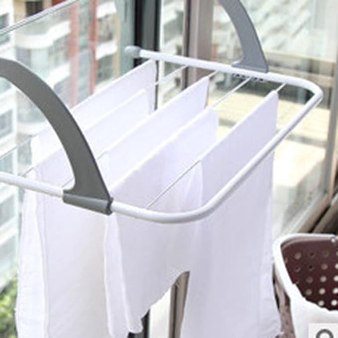 Pilipane Folding Towel Rack Indoor Outdoor Retractable Laundry Rack, Portable Clothes Drying Rack for Balcony Railings, Laundry Drying Rack(Grey)