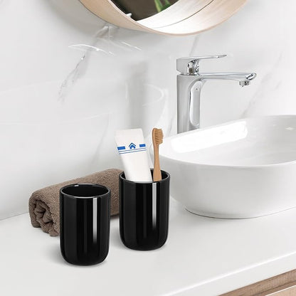 UHEY HOME Bathroom Tumbler Cup Ceramic 12.6oz Reusable Toothbrush Cup 375ml,Toothbrush Holder for Your Bathroom (Black)