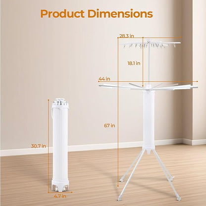 Dollate 4-Legged Clothes Drying Rack Foldable,2 Tier Portable and Collapsible Space Saving Laundry Drying Rack with 4 Pulleys,Aluminum Dry Rack for Clothes