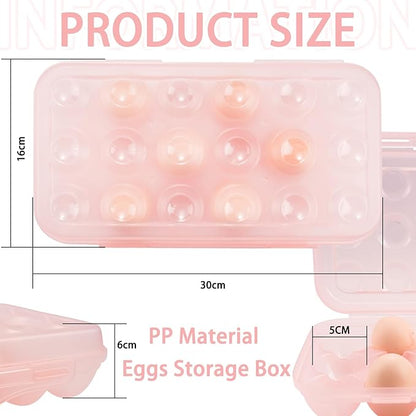 Portable Plastic Egg Storage Box, 18 Tray Shockproof Egg Protector Tray, Folding Eggs Holder Carrier, Eggs Slot Tray Holder Box, for Outdoor Camping Picnic BBQ Hiking(Pink)