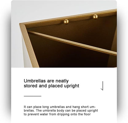 Modern Indoor Entryway Commercial Umbrella Holder Metal Large Capacity Umbrella Storage Shelf Indoor Hotel Corridor Entrance Metal Stand Rack Heavy Duty Umbrella Bucket for Entryway, Office(White)
