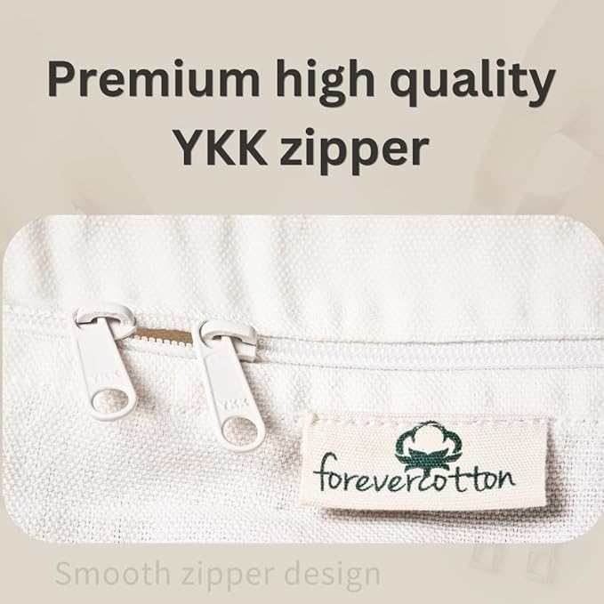 Forever Cotton Storage Bag with Handles for Beddings, Comforters, Blankets, Linens -Underbed/WardrobeThick Soft Breathable Closet Organizer Bag (Large (21"X15"X10"), Off-White)