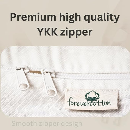 Forever Cotton Storage Bag with Handles for Beddings, Comforters, Blankets, Linens -Underbed/WardrobeThick Soft Breathable Closet Organizer Bag (Large (21"X15"X10"), Off-White)