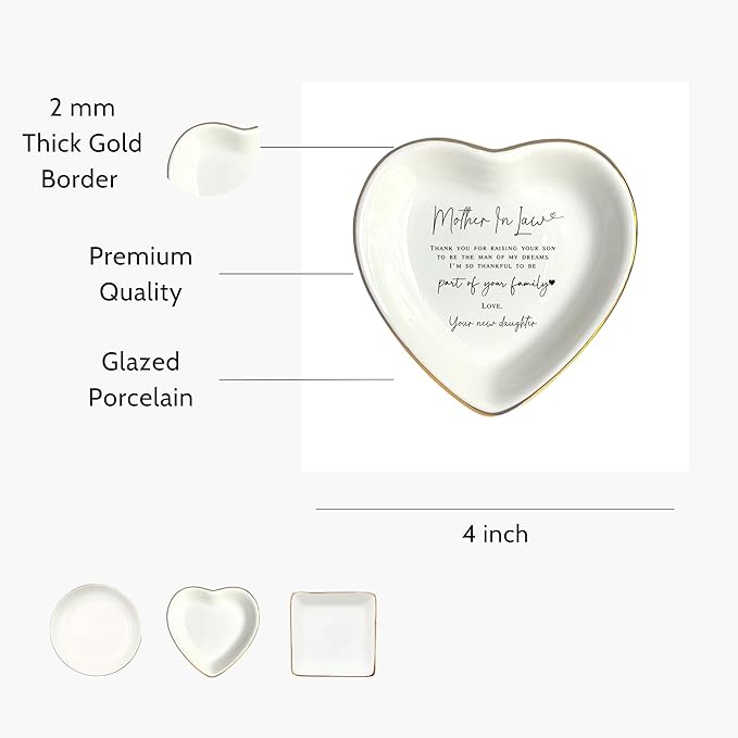 HatafaFurni Mother In Law Gift, Heart Ring Dish, Jewelry Dish, Mothers Day Gifts, Mother of the Groom Gift, Mother Appreciation, Gift For Second Mom, Mother In Law Present, Future Mom