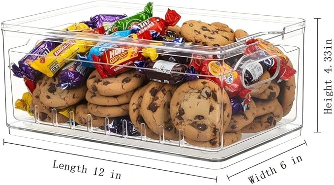 Tayuoo TAYUOOTransparent PET Fruit Draining and Washing colander food storage boxes plastic cookie containers refrigerator organizers (1, rectangle)