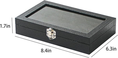 Ring Display Case,Jewelry Ring Organizer Box For Rings,Ring And Earring Holder Box For Girl,Velvet Ring Display Tray (Black, 30 slots)