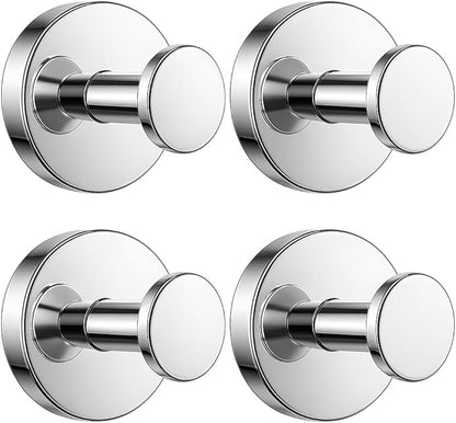 BKV Suction Cup Hooks for Glass Window,Removable Shower Hooks for Inside Shower,Metal Towel Hooks for Bathrooms,4 Pack(Mirror)