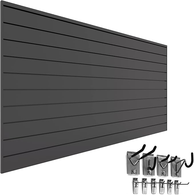Proslat 33007 Mini Bundle with Slat Wall Panels and Mini Hook Kit, Charcoal