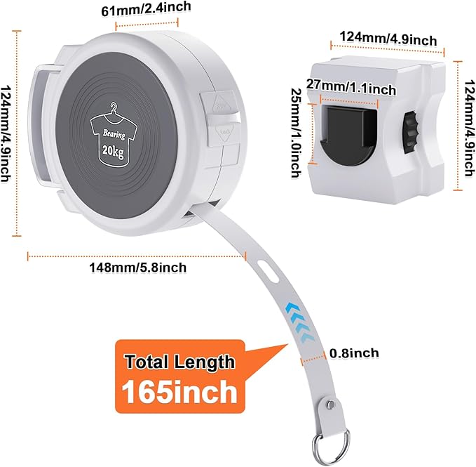 Retractable Clothesline, Foldable Indoor Clothes Line With Fixed Drying Hole, Heavy Duty Portable Laundry Line for Bedroom, Bathroom, Balconies