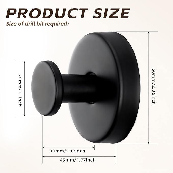 Supopular Reusable Heavy Duty Suction Cup Hooks for Kitchen/Bathroom/Shower - Wet-Proof Hooks for Towels, Robes, Loofah&Wreaths/No Drill Mounting on Glass, Tile, Metal (2, Matte Black)