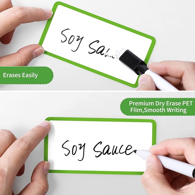 Reusable Dry Erase Labels Sticky Notes for Storage Bins Organizing Jar Pantry, Waterproof Removable Label Stickers for Kitchen Office School All Purpose Use (2 * 4 inches 8 Colors)