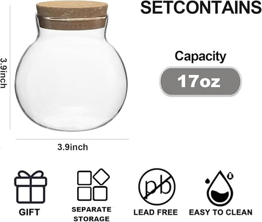 17oz Glass Jars with Airtight Cork Lids,Wedding Candy Jar,Glass Storage Jars Great Ideal for Kitchen Storage, Tea, Biscuits, Cereals, Flour, Beans, Spices, Coffee Beans (4)