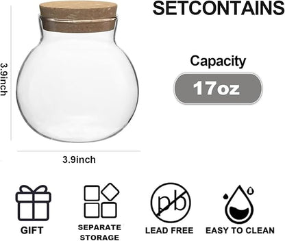 17oz Glass Jars with Airtight Cork Lids,Wedding Candy Jar,Glass Storage Jars Great Ideal for Kitchen Storage, Tea, Biscuits, Cereals, Flour, Beans, Spices, Coffee Beans (2)