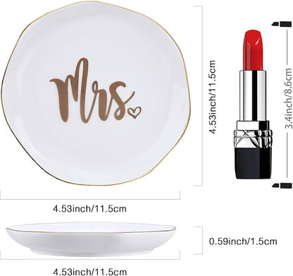 COZITED Mrs. Ring Dish Engagement Wedding Ring Holder Jewelry Dish Tray, Engagement Wedding Gifts for Couples Bridal Shower Gifts Bachelorette Gifts for Bride Future Mrs. Gift
