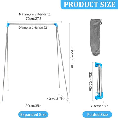 Portable Clothes Drying Rack Travel Garment Rack Clothes Drying Rack Foldable, Stainless Steel Clothes Rack, Compact and Lightweight for Travel, Camping, Laundry, Drying, RV, Indoor, Outdoor