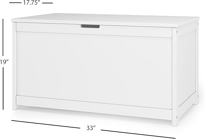Child Craft Harmony 33” Wood Toy Box, Large Toy Chest Storage Organizer, Soft Close Safety Hinges, Ventilation Hole, 6 Cubic Ft Capacity, Kids Playroom Nursery Bedroom Storage Chest (Matte White)