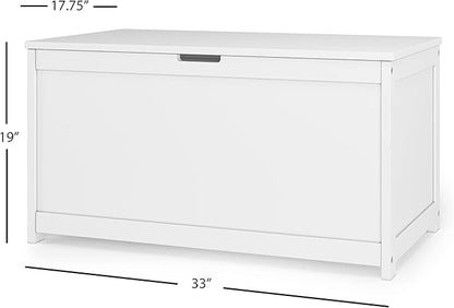 Child Craft Harmony 33” Wood Toy Box, Large Toy Chest Storage Organizer, Soft Close Safety Hinges, Ventilation Hole, 6 Cubic Ft Capacity, Kids Playroom Nursery Bedroom Storage Chest (Matte White)