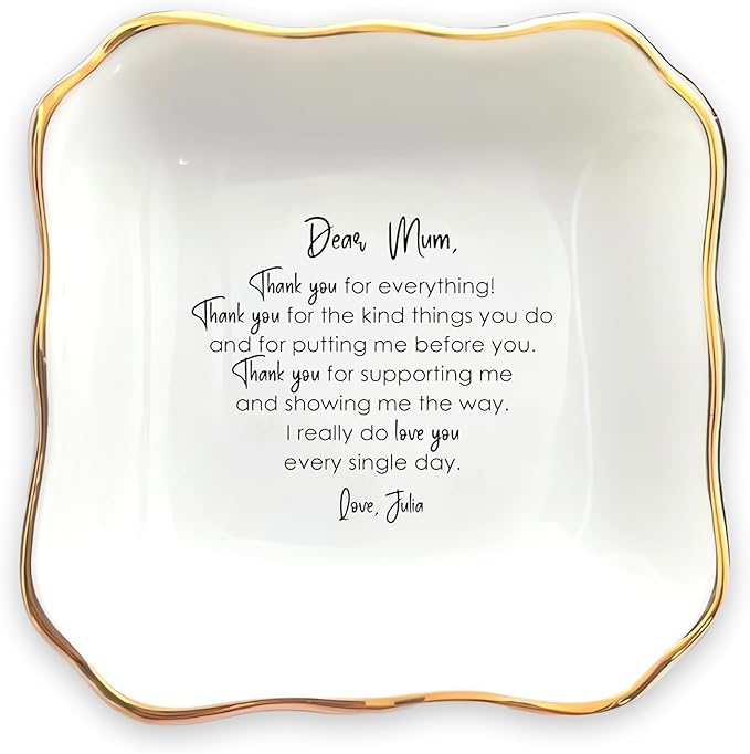 HatafaFurni Custom Ring Dish Holder Gifts for Mom, Wedding Ring Dish For Mother Gifts, Custom Jewelry Dish - Trinker Tray For Women, Gifts For Her - Ceramic Ring Dish
