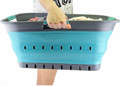 SAMMART 42L (11 gallon) Collapsible Plastic Laundry Basket - Foldable Pop Up Storage Container/Organizer - Portable Basket - Space Saving Hamper/Basket