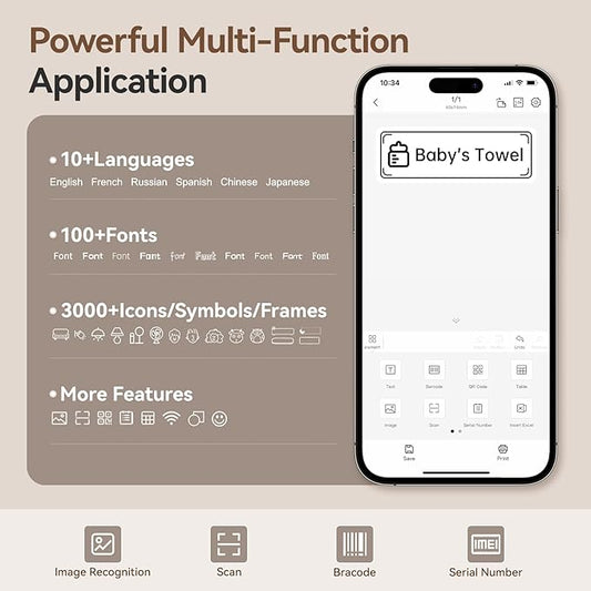 NIIMBOT D110 Label Maker Machine with Label, Small Label Printer Bluetooth Connection Multiple Templates Available for Phone Easy to Use for Office Home Organization Rechargeable White