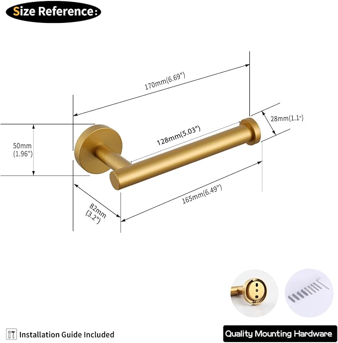 GERZWY Bathroom Toilet Paper Holder Paper Gold Stainless SteelTowel Dispenser Tissue Roll Hanger Wall Mounted