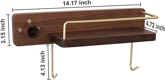 CATOOMUU for Dyson Supersonic Hair Dryer Wall Mount Stand Holder, Blow Dryer Accessories and Attachments Organizer Storage Rack, Wood