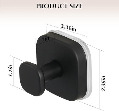 warlve Suction Cup Hooks for Shower - Reusable No-Drill Mounting - Hooks for Towels, Robes & Loofah on Metal, Glass, Mirrors, Tile & Smooth Non-Porous Surfaces (4, Matte Black)