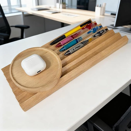 Pen Holder Office Desk Manager, A Desk Pen Holder with 6 Wavy Compartments, Pen Rack Office Accessories, Teacher Gifts, Suitable for School Office Art Accessories (Original)