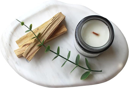 Natural Marble Trinket Tray – 9"x6" Cloud Shaped Decorative Dish for Jewelry, Keys, Perfume, Cosmetics, Vanity, Bathroom, Candle, Kitchen & Countertop | Stone Catchall or Gift (Rainy White)