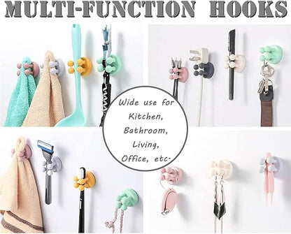 Defrko Silicone Toothbrush Holders - 4 Pcs Razor Hooks Adhesive Wall Mounted for Hanging Towel Key Plug Cable, Utility Decor Stick to Dorm Room Essentials Function for Kitchen Bathroom Home Office
