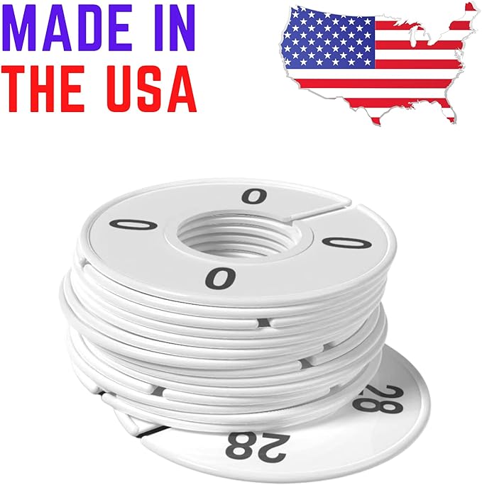 Discount Sizing- Women's Clothing Round Rack Number Size Dividers | 3 of Each Size 0-28 Even | (45 Pack White and Quantities Available