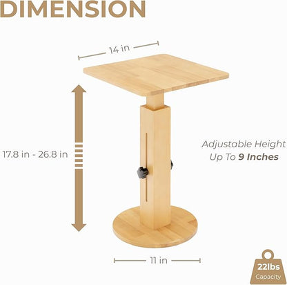 Behomes Aurin Solid Wood Nightstand, Modern Side Table with Adjustable Height, Couch End Table, Accent Bedside Table for Bedroom, Living Room, Square Top, Natural