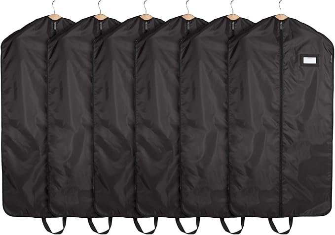 Covermates Keepsakes Garment Bag Set - Premium Polyester - Full Length Zipper - ID Window - Carrying Handles - Closet Storage, Black
