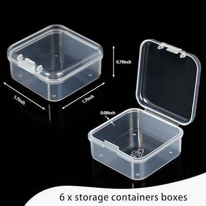 Jetec 6 Pieces Mini Plastic Clear Beads Storage Containers Box for Collecting Small Items, Beads, Jewelry, Business Cards, Game Pieces, Crafts (1.7 x 1.7 x 0.8 Inch)