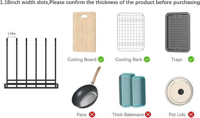 QSYZanZan Cutting Board Organizer (2 Pc), Kitchen Cabinet Organizer, Baking Sheet Holder with 5 Divided Slots, for Countertop or Cabinet Storage, Space Saving