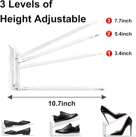 12Pack Shoe Slots Organizer for Closet Shoe Stacker Shoe Rack Organizer for Closet Space Saver Storage Shoe Holder Organization (Clear)