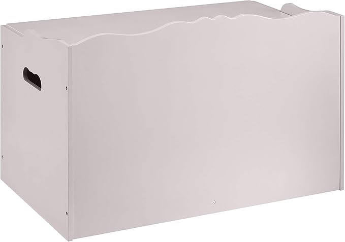 Amazon Basics Kids Wooden Toy Storage Chest with Safety Lid, Spacious Organizer for Bedroom, Gray, 30" x 18" x 19"