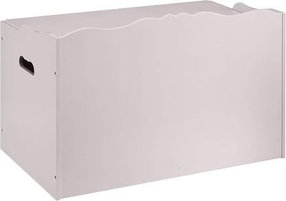 Amazon Basics Kids Wooden Toy Storage Chest with Safety Lid, Spacious Organizer for Bedroom, Gray, 30" x 18" x 19"