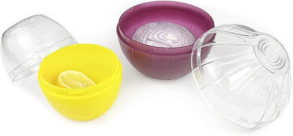 Magicaleast 2PCS Fruit and Vegetable Shaped Savers Onion and Lemon Storage Containers for Fridge Vegetable Crisper Makes Food Stays Fresh Longer