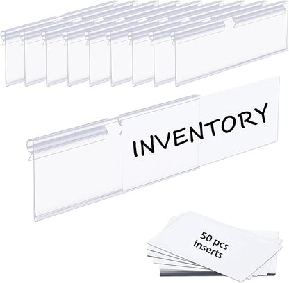 50PCS Basket Bin Labels Clip On,Clear Plastic Wire Shelf Price Tags,Labels for Storage Bins,Merchandise Sign Display Holder,50PCS Paper Inserts Included(Size:3.94x1.57inch/10x4cm)