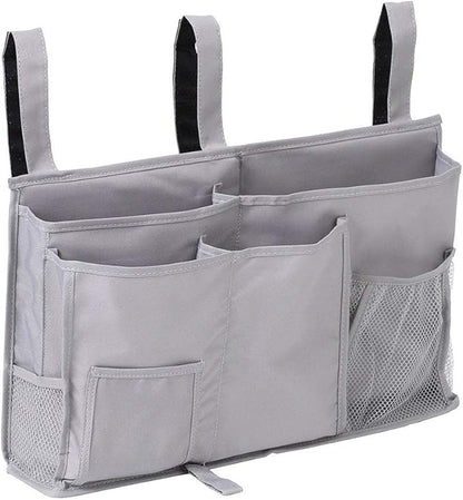 Bunk Bed Organizer - Bedside Storage Caddy with Pocket, Hanging Organizer for Camp, Dorm, Room, Hospital Bed Rail and More (Grey)