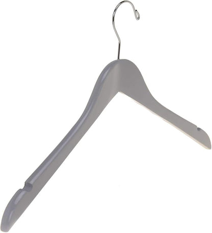 Quality Semi Curved Wooden Suit Hangers, 10-Pack Smooth Finish Solid Wood Coat Hanger with Swivel Hook, Jacket, Pant, Dress Clothes Hangers (Gray, 10)