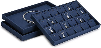 Microfiber Jewelry Tray Stackable Jewelry Drawer Organizer Trays Necklace Bracelet Holder for Necklace Bracelets Watches Perfume Organizer(Blue)