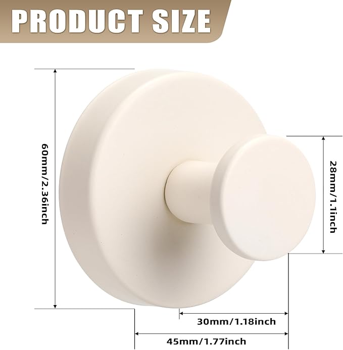 Fenas Suction Cup Hooks for Shower No-Drill Bathroom Hooks for Towels, Robes, Loofah Mountable on Bathroom Walls, Kitchen, Glass, Mirrors, Tile and Smooth,Non-Porous Surfaces (2, Milk White)