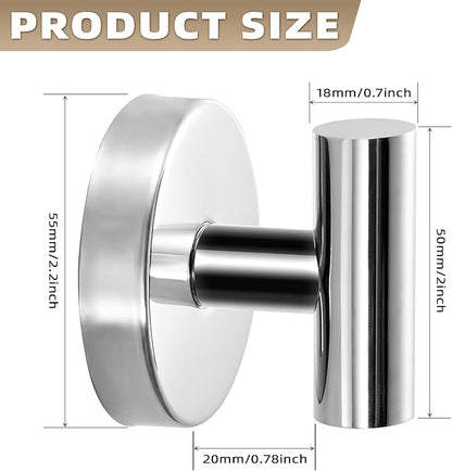 Fenas Suction Cup Hooks for Shower - Bathroom Reusable Hooks for Towels, Robes & Loofah - No-Drill Mounting on Kitchen,Walls,Metal,Glass,Mirrors,Tile & Smooth Non-Porous Surfaces (4, Chrome Polished)