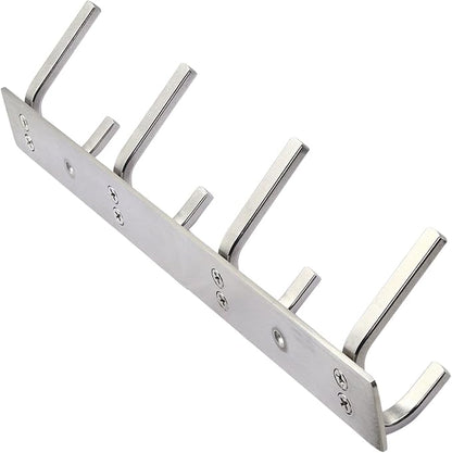 WEBI C-CBG04 Heavy Duty Stainless Steel 304 Hook Rail Coat Rack with 4 Hooks, Satin Finish, Great Home Storage & Organization for Bedroom, Bathroom, Foyers, Hallways