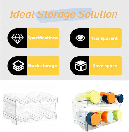 Keerte Acrylic Organizer - Stackable Freestanding Wine Rack, Water Bottle Organizer & Drink Holder for Kitchen, Cabinet, Fridge | Space-Saving Design for Bottles, Cups, Beverages (8.1"x11.2"x5.3")