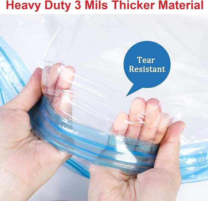 50 Pack Industrial Grade Extra Jumbo Double Seal Waterproof Vacuum Storage Bags 52"x47" (130x120cm) Reduces up to 80% (The Largest Bags Avilable) for Clothes, Blankets, Pillows, Bed, Closet Organizer.